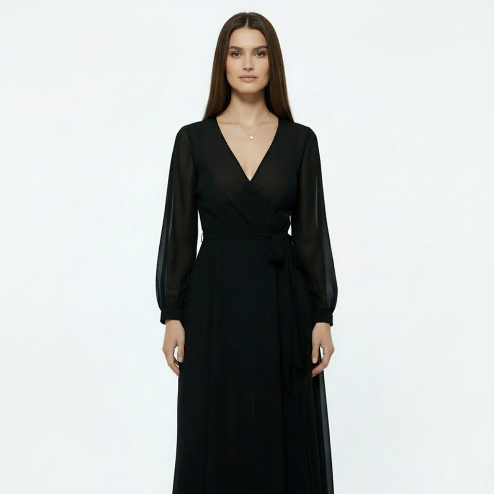 35. The Room Wrap Tie Dress - Black